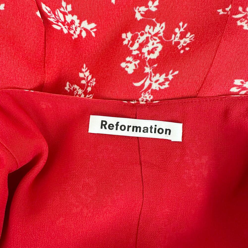 NEW Reformation Cybill Button Front Sundress Red Cottagecore Viscose Floral US 8 - Picture 10 of 10